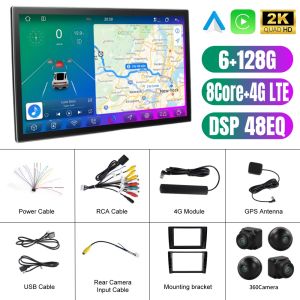 13 inch Android 14 Carplay Car Radio Multimedia Player Auto 360 Panoramic Navigation Head Unit QLED 2K Touch Screen Car Stereo With 4G LTE RDS DSP