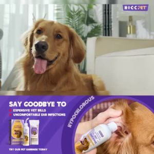 HICC Ear Cleaner Solution (118ml) - Gentle Ear Rinse for Dogs & Cats Removes Wax Odor & Dirt
