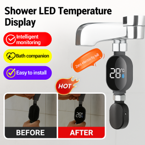 【0 Electricity Bill】Shower Head LED Temperature Display Adjuster Waterproof Visual Shower Temperature Meter Water Accurate Temperature Large Screen Waterproof and Dustproof