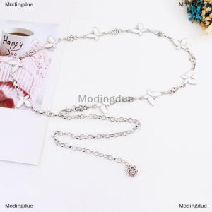 [COD] Modingdue Trendy Butterfly Decoration Metal Chain Belt Adjustable Elegant Thin Body Waist Chain Dress Sweater Pendant Decoration Belt Gift