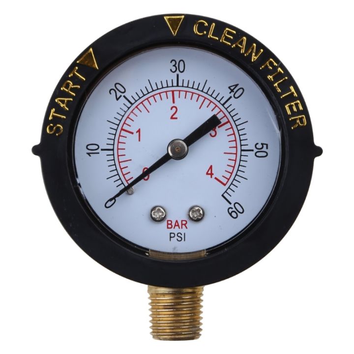 thumbnail interactive-video image 1 of Pool Filter Gauge MEANLIN 0-60 PSI Stainless Steel Pressure Gauge - 1/4" NPT For Pool Filters, Spas & Aquariums 1/4 NPT Gauge 1 of 12