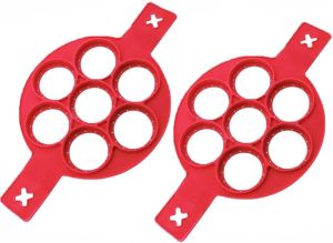 Flip N Cook Silicone Pancake Mold Flipncook Pancake Flip and Cook Pancake Maker Flip and Cook Silicone Pancake Maker Flipncook Silicone Pancake Mold (2-Red-Round)
