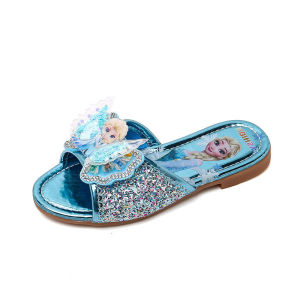 Girls slippers lovely children Princess Elsa shoes 2023 summer slippers baby Frozen wear home.