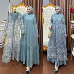 BOC/Harumma Set Dress Ceruty Brukat/Dress kondangan/Dress lebaran/Gamis brukat/Dress termurah/Gamis