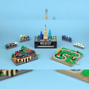 Assembling Building Blocks Hand-Cranked MovableCountry Railway Track Train Scene Alps Childrens Gift