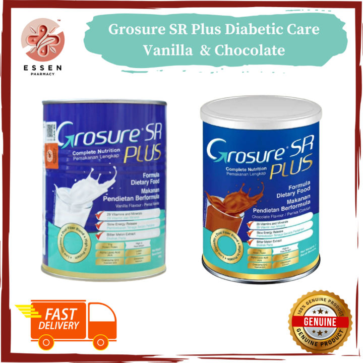 Grosure SR Plus Complete Nutrition Powder 800g – Bitter Melon+ALA+Lutein+Chromium [Vanilla / Chocolate] Susu Peria Katak