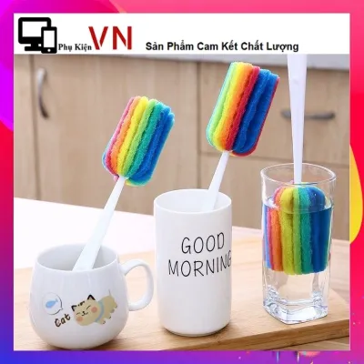 Cây Cọ Rửa Ly Cốc Chén Bình Sữa 7 Màu Tạo Bọt Tiện Lợi - Cây Rửa Ly 7 Màu / Cọ Rửa Ly Cầu Vòng Rửa Siêu Sạch Đa Năng Tiện Lợi