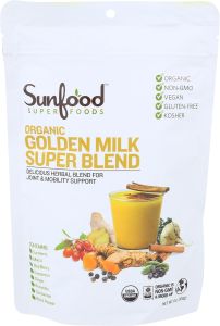 Sunfoods Golden Milk Super Blend - Sữa Vàng Siêu Thực Phẩm Bột Nghệ Siêu Thực Phẩm với Nghệ và Gừng Tiêu Đen Quế & Sả Bột Latte Nghệ Dành cho Người Ăn Chay Hữu Cơ USDA - 6 oz