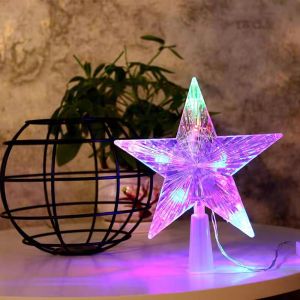 Christmas tree lights up plug top star colorful flash pentagram Christmas LED pentagram lights