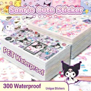 300PCS Sanrio Kuromi & Melody Cute Sticker - Cartoon Decor Stickers for Phone Dress-Up Kids Gift