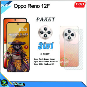Promo 3in1 Tempered Glass Esd Spy Oppo Reno 12F 4G 11F Anti Gores Kaca Full Cover