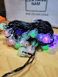Dây đèn chớp tắt bi bọt đủ màu 10m 32 bóng dây đèn trang trí chống nước đèn trang trí noel Đèn trang trí Tết 1 dây đủ màu bóng bi bọt tròn chất liệu nhựa pha lê cao cấp- trang trí decor phòng ngủ phòng khách- Cửa Hàng Nam