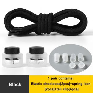 1 Pair Lazy Laces Elastic For Sneakers Snap Lock Shoelaces Without Ties Suitable For Children And Adults Round Shoelace Artifact