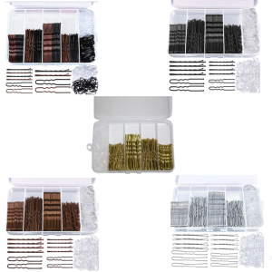 Phụ kiện thời trang tóc 300pcs rõ ràng dây buộc tóc và chân Kim Loại U clip cho updos ponytails tổ chức Lưu trữ trường hợp