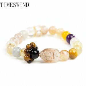 Original Super Seven Crystal Yellow Quartz Multiple Irregular Men Women Bracelet Fine Jewelry with Certificate
