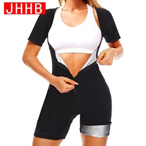 JHHB Full Body Shapewear 3 In 1 Sauna Suit Women Sweat Gym Tummy Control Shaper with Sleeve Waist Trainer Corset