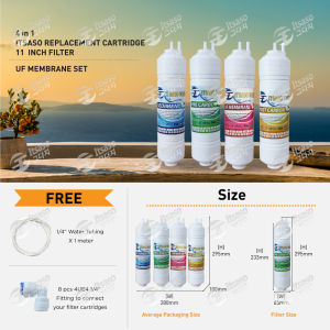 11 Inch Filter Set 4 Pcs Itsaso Korea Water Filter Replacement Cartridge (Halal) - Sediment FilterPre Carbon FilterUF Membrane Filter Post Carbon Filter*U Type