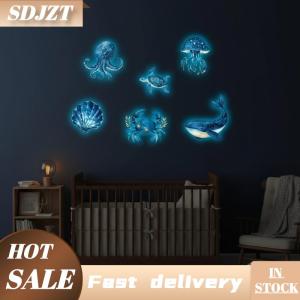 SDJZT Phát sáng trong bóng tối nhà vệ sinh kính dán sinh vật biển chủ đề phát sáng Tường đề can phòng tắm trang trí nhà