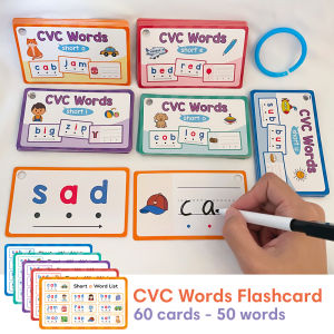 Phonics Flash Cards for Primary School Kids Children Aged 3-8 Teaching Aid Promotes Spelling and Reading Skills CVC Flipcard English Sight Word Vocabulary Building Encourages Independent Learning Spelling Toy Desktop Calendar Educational Tool