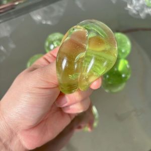 DIVATEN Green Grapes Shape Coconut Oil Stress Ball Glossy Funny Design Fruit Squishy Toy Portable Reusable Slow Rising Squeeze Relaxation