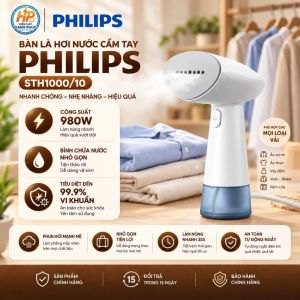 Bàn là hơi nước cầm tay Philips STH1000/10 (980W) - Nhỏ gọn mang du lịch tiện lợi ủi nhanh bảo hành chính hãng