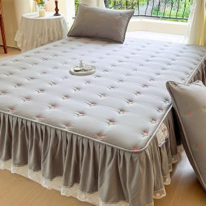 MAIA 3In1 Super Soft Bed Skirt Queen King Size Mattress Cover 4/5/6 Foot Bed Sheet + 2Pillowcases