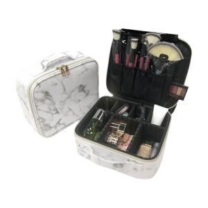 FASHIONXU ลายหินอ่อน กระเป๋าเครื่องสำอาง หนัง PU ความจุขนาดใหญ่ ถุงซักผ้า แบบสบายๆ ถุงเก็บของ ผู้หญิง