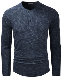 Mens Daily Slim Fit Henley Collar Shirts Cotton Casual Soft Long Sleeve Lightweight Button T-Shirts