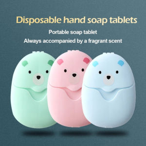 50 Pcs Disposable Boxed Paper Soap Portable Hand Washing Box Travel Mini Soap Paper Scented Slice Sheets Portable Soap Paper for Outdoor Travel