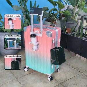 Vali phong cách mớiVali màu Gradient Vali sức chứa lớn Vali đa chức năng Giao diện USB Vali khung nhôm Vali du lịch đường ngắn Thiết kế thời trang