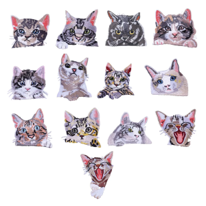 Pocket Cats Embroidery Patches Clothing Thermoadhesive Patches Sewing Appliques for Special Occasion