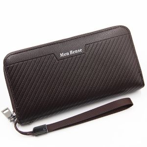 MUMUA Leather Clutch Bag Zipper Handcarry Long Wallet Beg Duit Dompet Panjang Lelaki Kulit Wallet For Men Mens Wallet Coin Holders Pouches