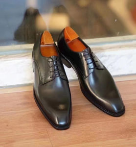 2023 Black Brown Chelsea Boots Square Headed Solid Spring and Autumn Imitation Wood Grain Business Mens Shoes 38-48