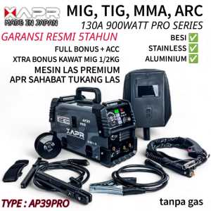 Raja mesin las APR AP39PRO MIG TIG MMA ARC 130A 900WATT garansi 5thn full bonus welding machine