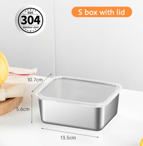 DIODIY 304 Stainless Steel Japanese Style Tray Food Storage Box With Lid Household Fresh-Keeping Box Tray BBQ Food Trays 304 Marvin Agustin Food Tray With Cover Stainless Food Container With Cover Food Keepers With Cover Trays Food Serving Stainless Steel