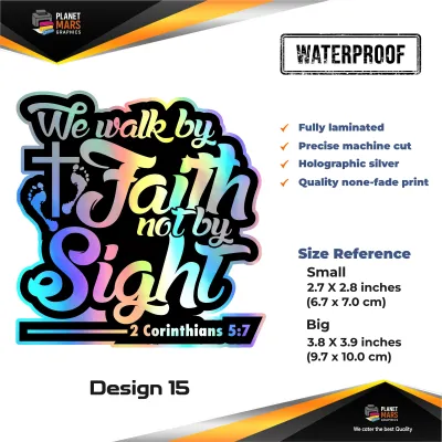 Bible verse sticker - Religious hologram sticker for motorcycle cat tumbler etc. waterproof Design 1 to 25