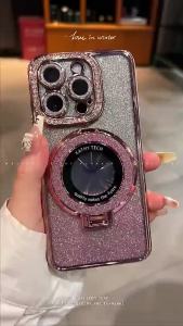 เคสศัพท์เพชรเคลือบแม่เหล็กสำหรับ iPhone 15 Pro Max 14 13 12 11 XR XS Max เคส TPU ซิลิโคนนุ่มป้องกันแรงกระแทก