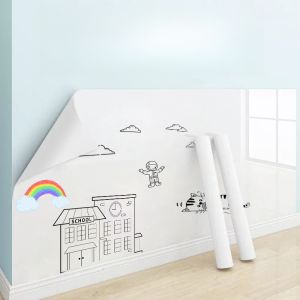 White Electrostatic Adsorption Latex Paint Wallpaper Writable Whiteboard Wall Stickers Not Hurt Wall Waterproof and Oilproof Wall Paper Writting Glue-free Self-adhesive Wall Sticker