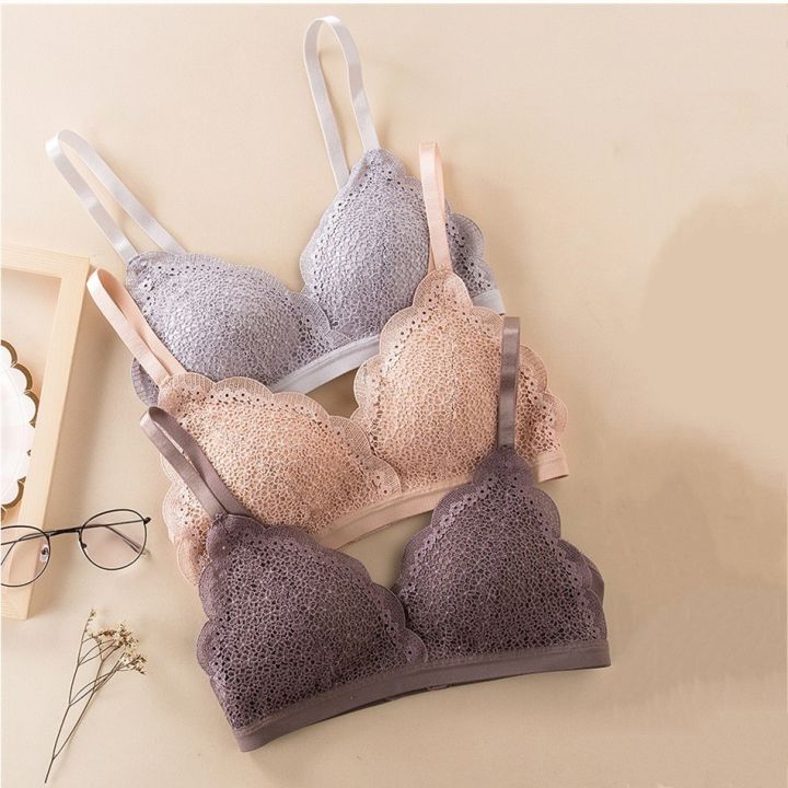 Lizida Japanese Sexy Lace Girl Triangle Cup Bra Without Steel Ring Gathered Adjustable Underwear Lazada Singapore