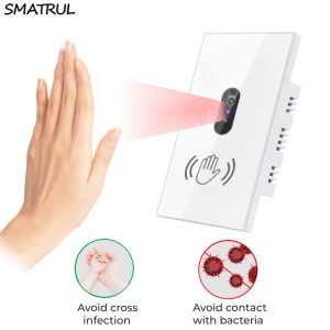 Công Tắc Đèn Tường SMATRUL Cảm Biến Hồng Ngoại Ổ Cắm Glass Screen Bảng Điều Chỉnh On Off Tiêu Chuẩn Hoa Kỳ 110V 220V 10A Điện Điện Không Cần Chạm Vào