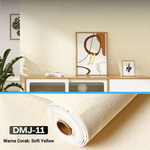DMJ-11 Wallpaper 3D Sederhana Linen Roll Dekorasi Wallpaper Stickers 50CMX300CM