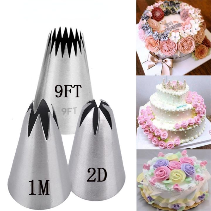 3Pcs DIY Cream Cake Icing Piping Nozzles Pastry Tips 2D Rose