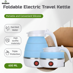 Foldable Electric Travel Kettle 600ml 400W Portable Silicone Collapsible Water Boiler Dual Voltage Fast Heating Silicone