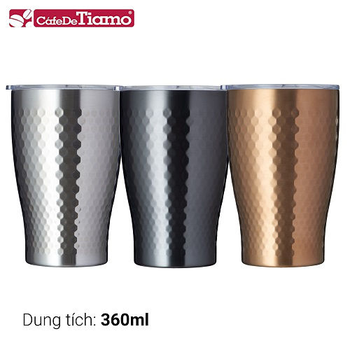 HCM]Ly giữ nhiệt inox hoa văn tổ ong lớp phủ sứ Tiamo 360ml Ly