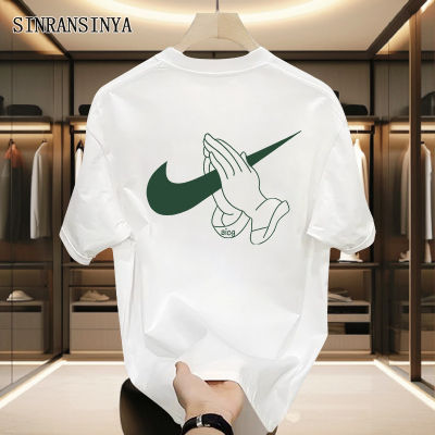 SINRANSINYA丨Combed cotton short-sleeved men's T-shirt, summer trendy loose crewneck base layer