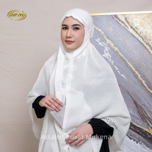 Apm Mukena - Kerudung Bergo Hijab Instan Saku Santorini Laser Cut Jilbab Umroh Haji Pengajian