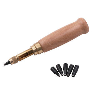 1 Set DIY Leather Craft Tool Automatic Belts Screw Punch With 6 Tips Size Mute Rotary Hole Punches