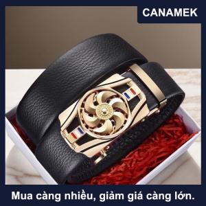 【CANAMEK】 Xoay Tự Động Khóa Da Vành Đai Dây Thắt Lưng Khóa Rhinestone Trang Trí Nam Vành Đai Sang Trọng Quà Tặng