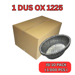 Wadah Aluminium Foil Cup 1 Dus Ox 1225 Ukuran Sedang 200 Ml + Tutup Tray Untuk Macaroni Schotel