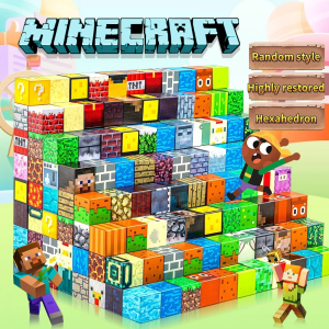 200Pcs Minecraft Magnetic Building Blocks - STEM Educational DIY Cube Puzzle Toys for Kids Boys Girls Gift